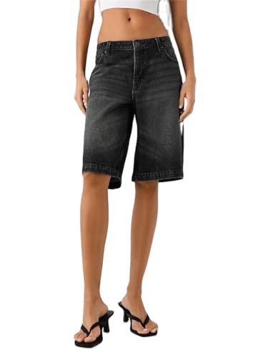 パンツ wide denim shorts M Alyweatry Y2k Loose Denim Bermuda Shorts for Women Low Rise